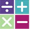 colorful logo with basic math synbols